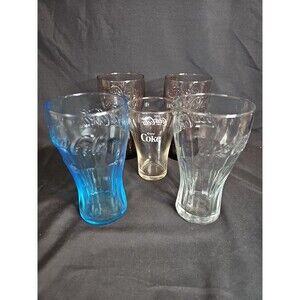 5 vintage coca cola glasses Lot
